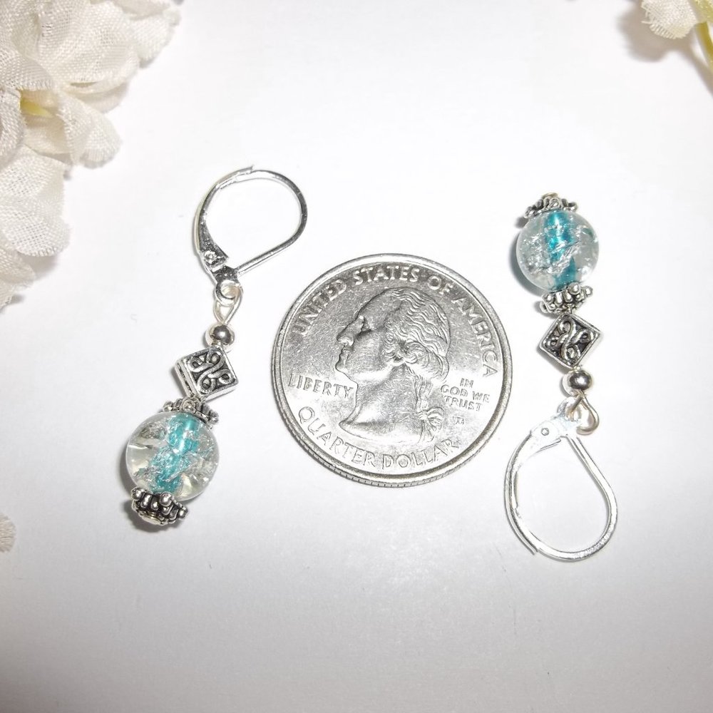Turquoise Blue Beaded Earring Set Dangle Drop 5432 - Picture 3 of 7